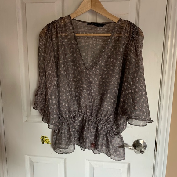 2/$25 Zara Grey Silk Blouse S - Picture 1 of 8